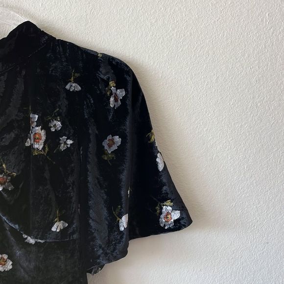 Free People Be My Baby Velvet Floral Print High Neck Mini Dress - Picture 6 of 12